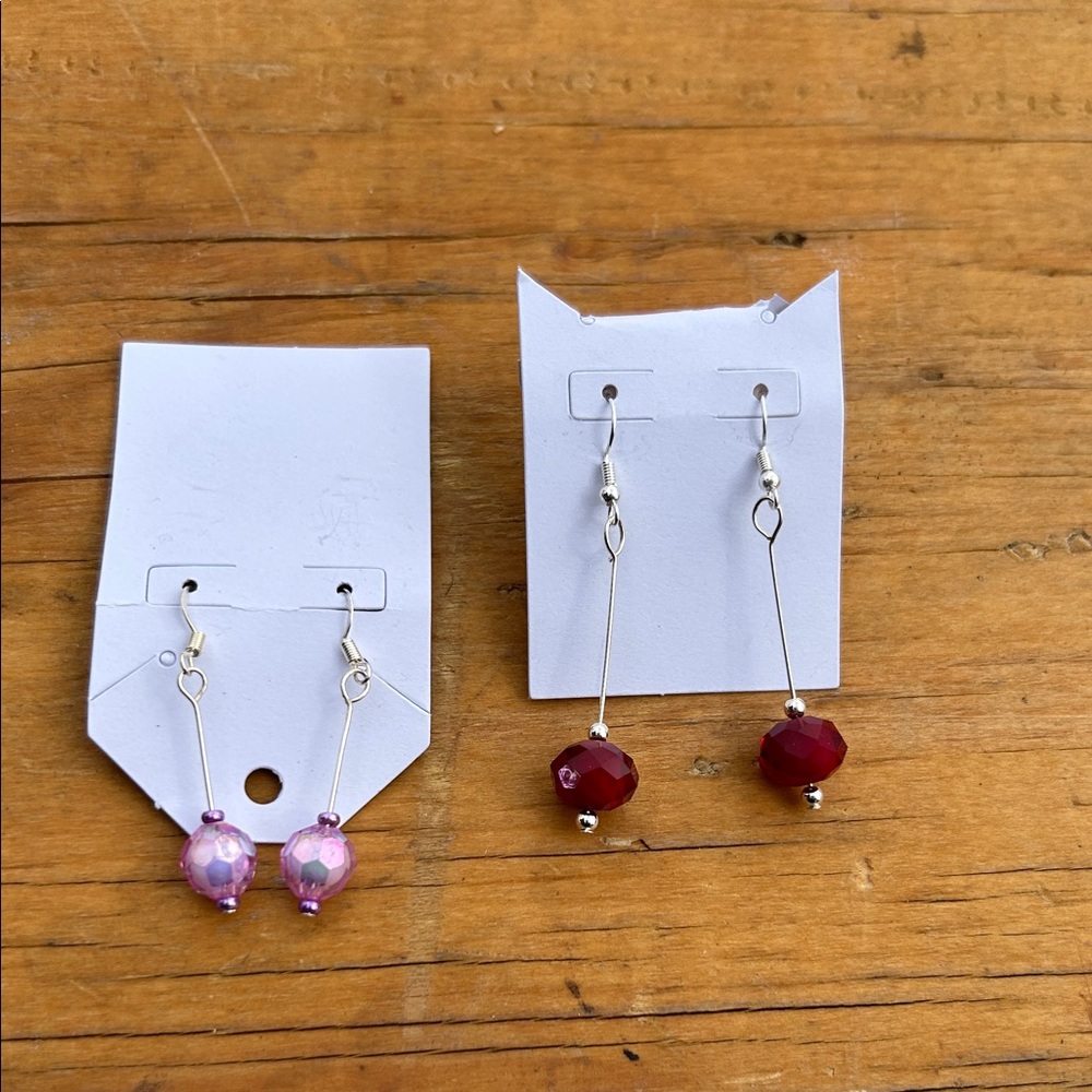 Chic Silver and Pink Dangle Earrings